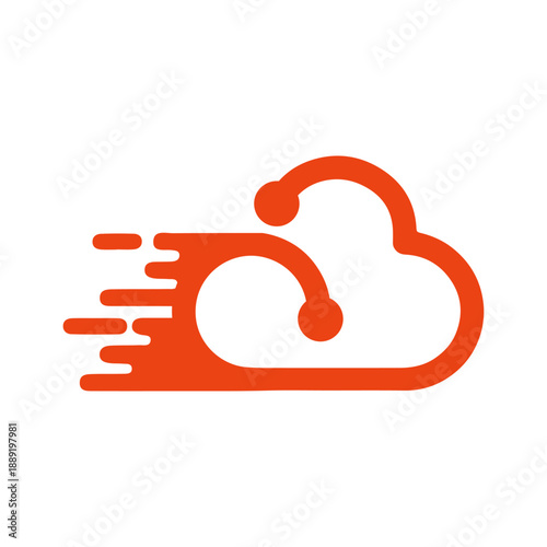 Cloud Technology Logo Icon – Modern Data Network and Speed Concept