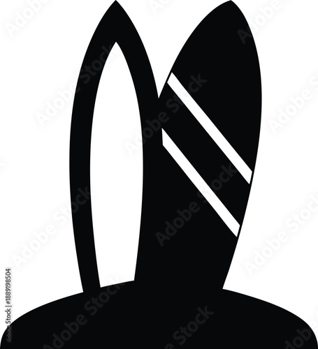 surfboard silhouette vector illustration on transparent background