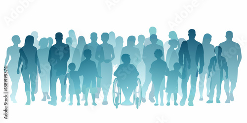 A blurred group of people representing a diverse community and population