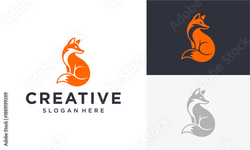 Vector illustration of a stylized fox logo in various colors, representing creativity and branding, suitable for business or marketing templates like 1207.eps
