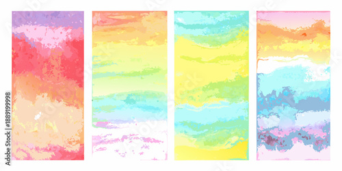 Four vertical watercolor backgrounds in varying pastel shades