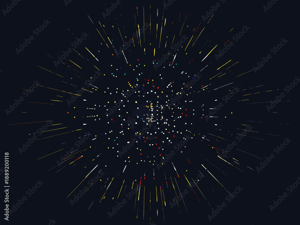 Fototapeta premium Abstract explosion of colorful light streaks emanating from a dark center