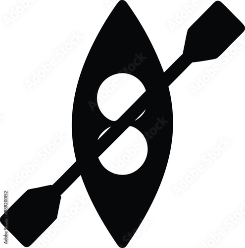 kayak silhouette vector illustration on transparent background