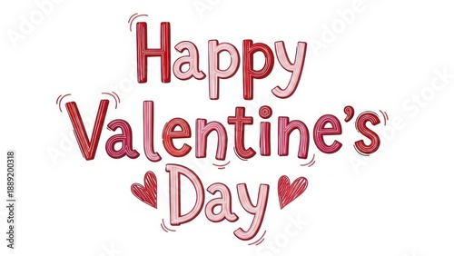 Wallpaper Mural Happy Valentine's Day in pink and red ombre lettering with heart details Torontodigital.ca