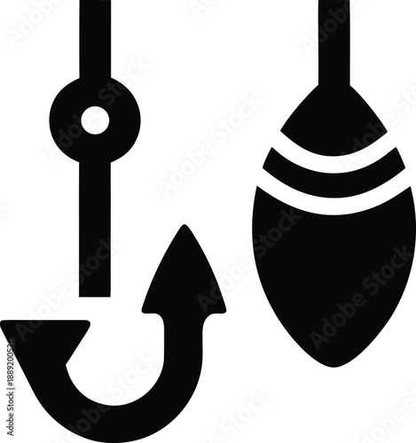 fishhook silhouette vector illustration on transparent background