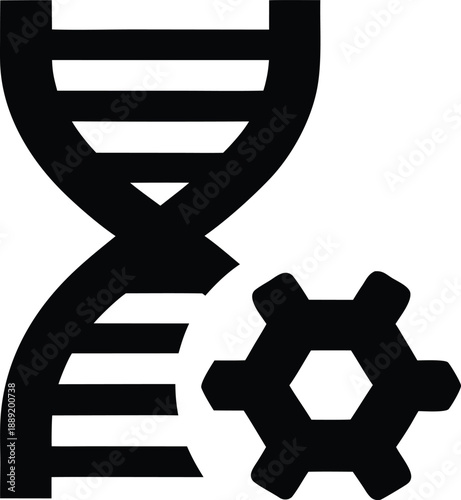 dna strand with helix silhouette vector illustration on transparent background
