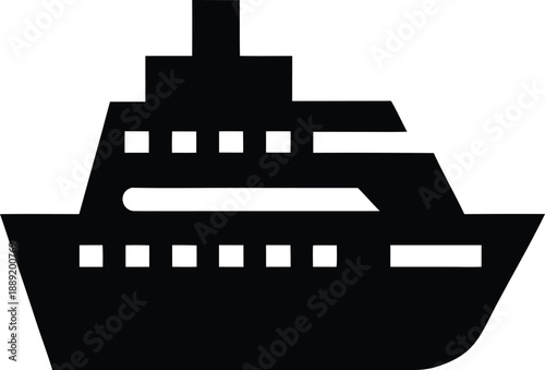 cruise ship silhouette vector illustration on transparent background