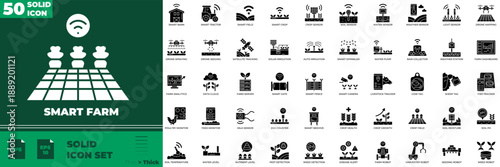 Smart Farm Solid Editable Icons set