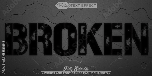   Broken Fragment Damage Vector Fully Editable Smart Object Text Effect