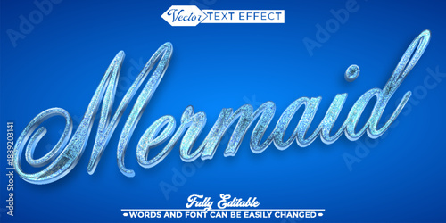  Mermaid Fantasy Ocean Vector Fully Editable Smart Object Text Effect