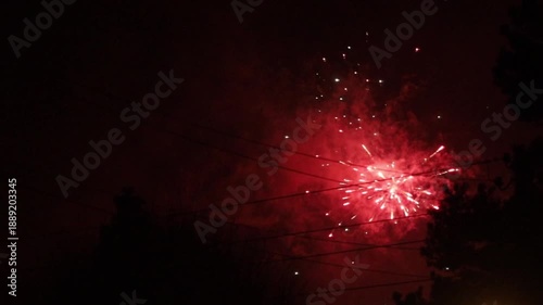 red fireworks in the sky