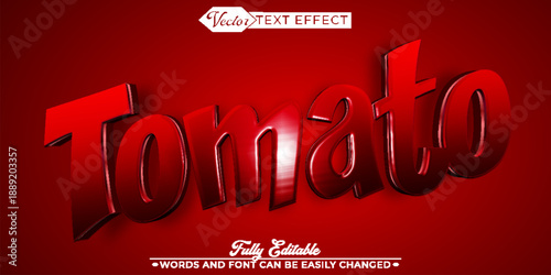  Tomato Vegetable Food Vector Fully Editable Smart Object Text Effect