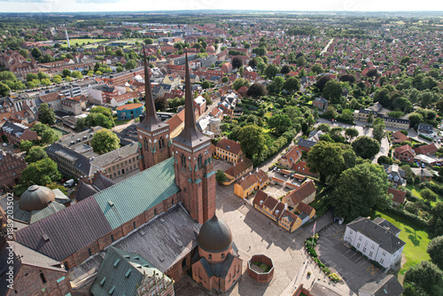 Canvastavla Aerial View of Roskilde Cathedral, a UNESCO World Heritage Site in Denmark