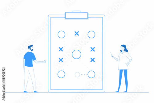 An eye chart exam is being conducted by a doctor and patient