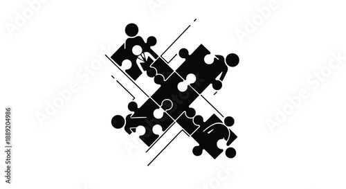 Interconnected puzzle pieces forming a cohesive unit