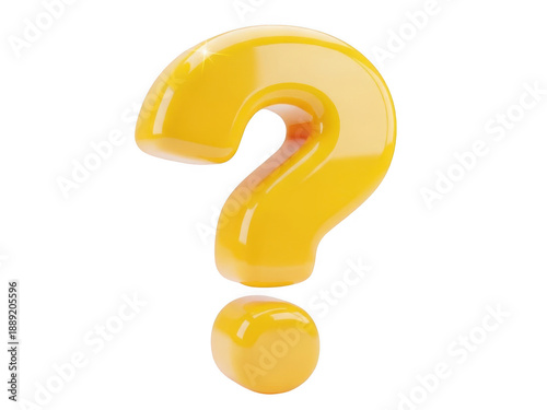 3d yellow question mark icon isolated on transparent background