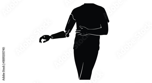 Person in black silhouette walking with arm outstretched