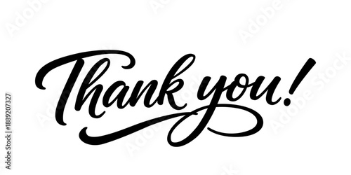 This "Thank You" greeting card features elegant handwritten lettering expressing gratitude. Flat vector illustration isolated on a white background.