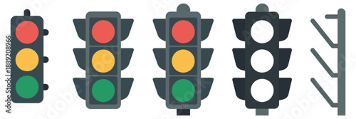 Traffic light icon vector illustration, red yellow green street signal design