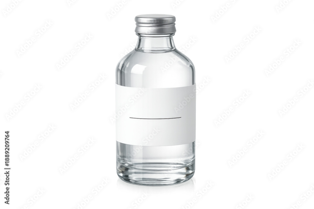 Fototapeta premium Glass bottle with blank label mockup against transparent background