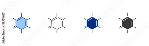Chemical Formula vector icon set in line, glyph and blue style