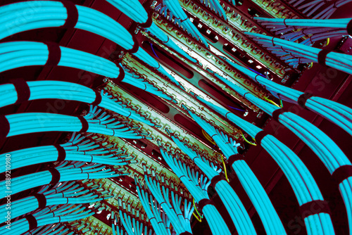 Abstract Glowing Cables in Technology Scene