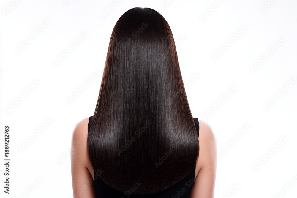 Naklejka premium Women Straight Silky Hair After Keratin Treatment