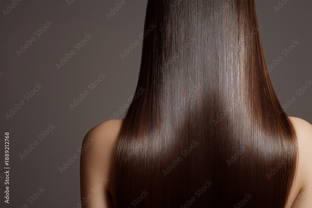 Naklejka premium Women Straight Silky Hair After Keratin Treatment