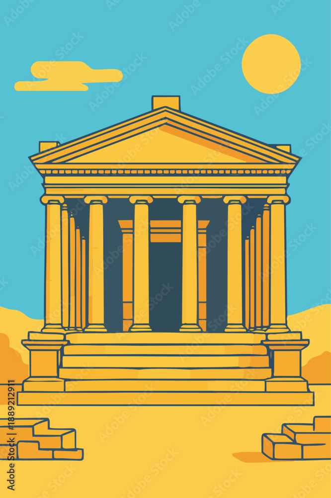 Naklejka premium Ancient Garni Temple Hellenistic Architecture Vector Illustration