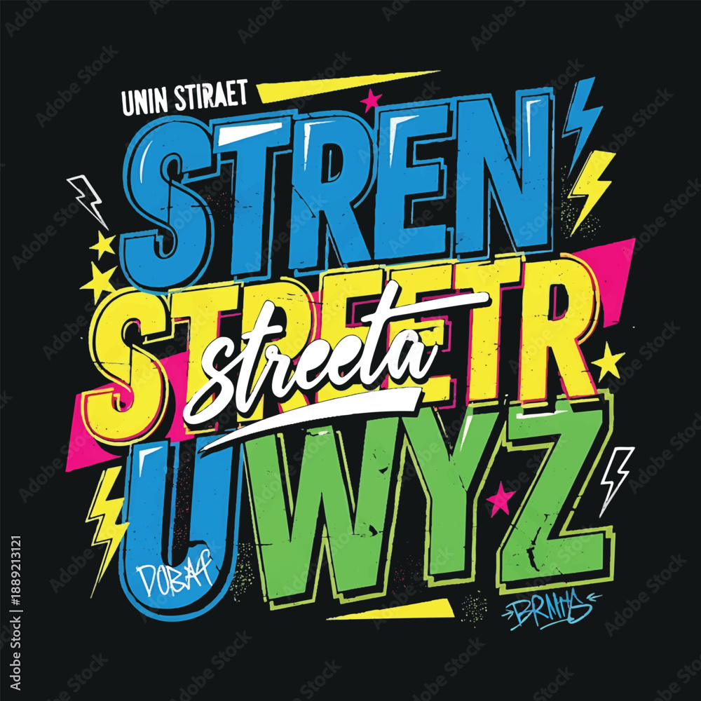 Obraz premium Urban Streetwear Typography T Shirt Bold Vector Design for Hip Hop Apparel