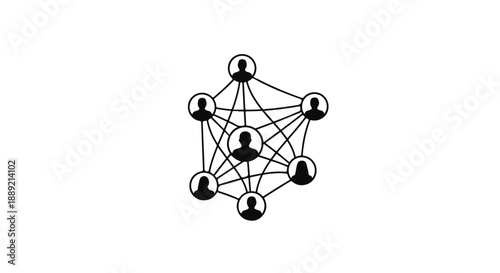 Network of connected people icons in a web of relationships