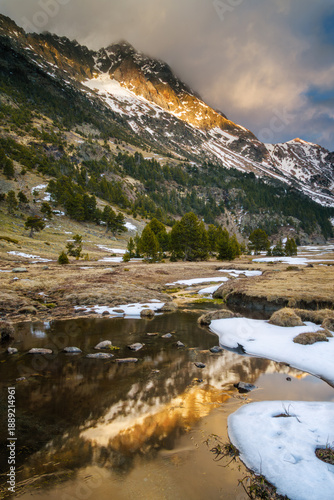 Mountain stream in Benasque Valley, Pyrenees, High Aragon, Spain.