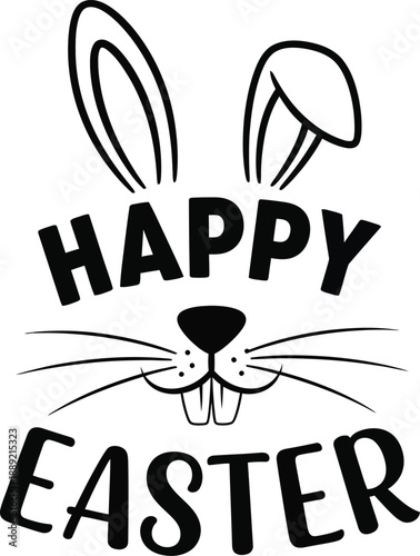 Happy easter bunny greeting card with easter eggs and spring florals