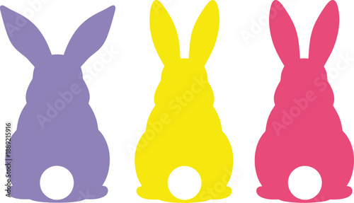 Happy easter bunny friends colorful silhouettes greeting