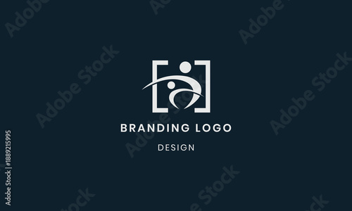 A modern people logo inside a square frame symbolizing community, teamwork, and social branding.