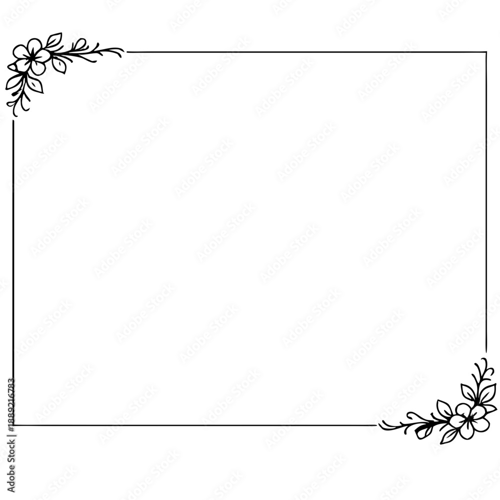 Fototapeta premium Minimal Floral Square Frame Line Art