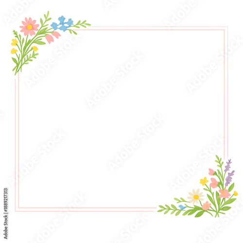 Pastel Floral Square Frame Spring Border