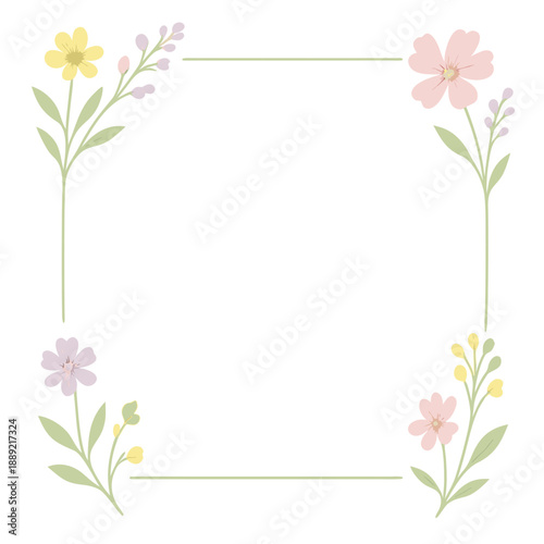 Pastel Wildflower Square Frame Spring Design