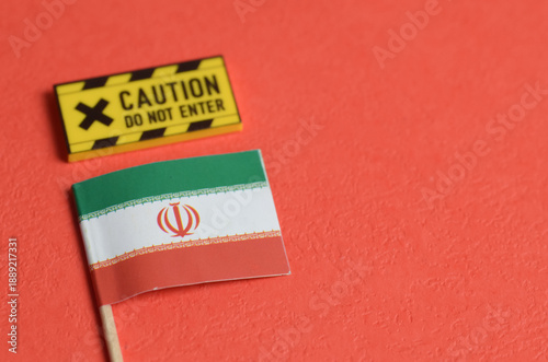 Wallpaper Mural Iran Country Alert Visual with Safety Caution Sign on Red Surface Torontodigital.ca
