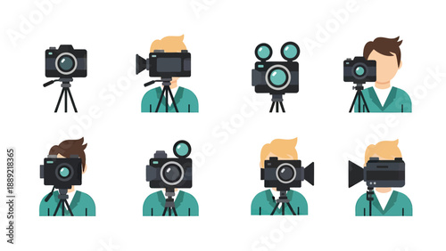 Set of Photographer and Camera Icons