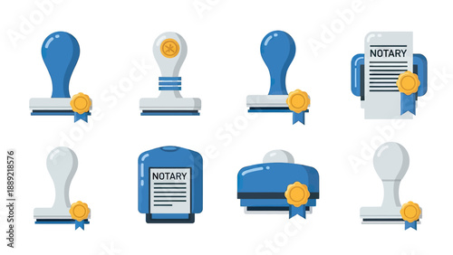Collection of Notary Stamps and Seals Vector Icons