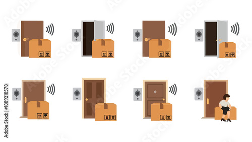 Delivery Notification Doorbell Smart Home Technology Icons