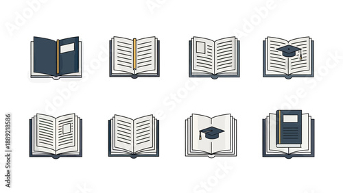 Collection of Open and Closed Books Icons