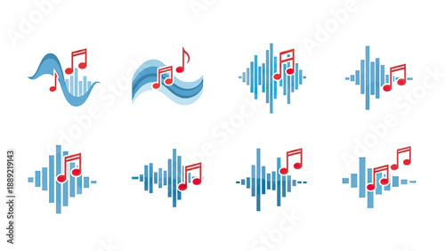 Abstract Sound Wave and Music Notes Collection