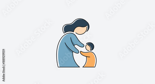 Mother comforting her young son with a gentle embrace.