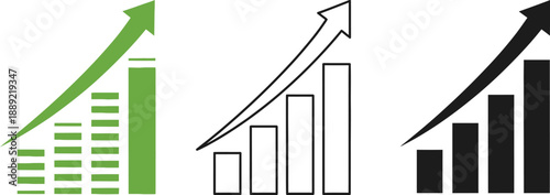 A graphic illustration of growing business trends with bar charts and arrows
