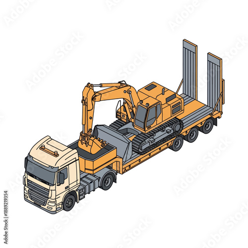 Heavy Duty Truck with Excavator Attachment.