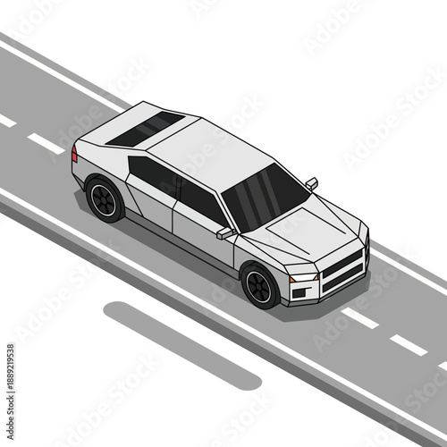 White SUV Vehicle on Highway Roadway.