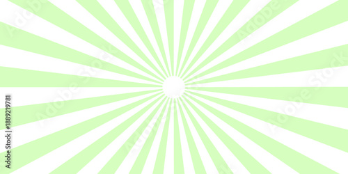 Abstract hypnotic swirl pattern with green and teal curved rays. Resembling a stylized sunburst or hypnotic spiral Sunburst striped background. Pop bright concentration line background and promotional