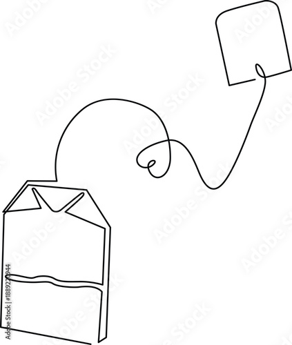 Teabag with string and tag Vector